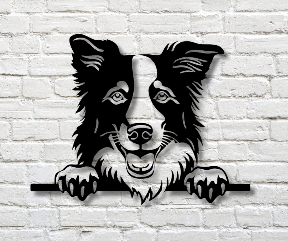 Border Collie Peeking Dog Sign