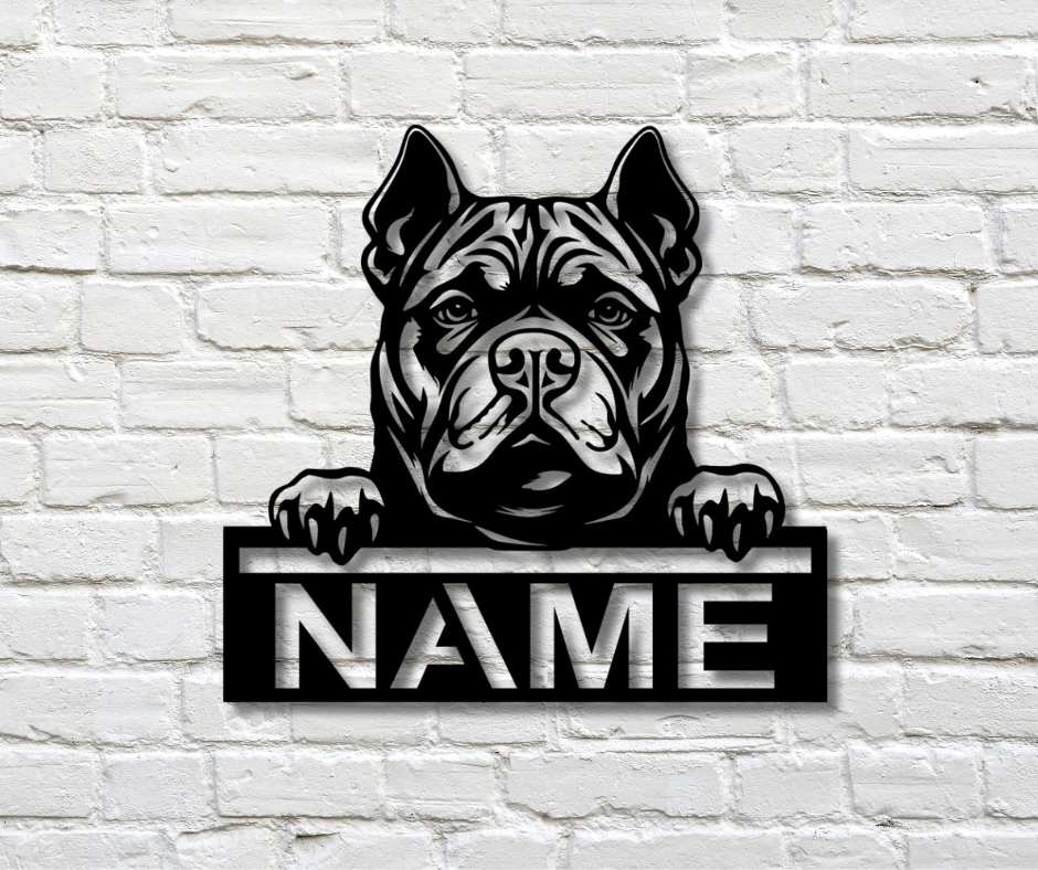 American Bully Peeking Dog CUSTOM Sign