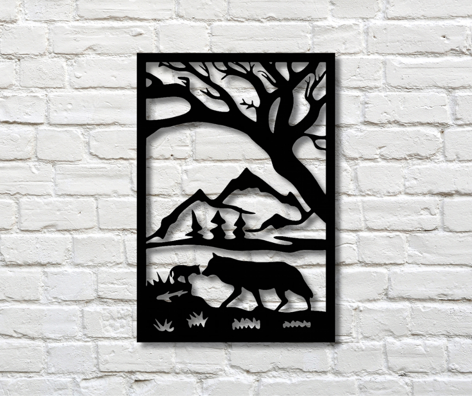 Wolf and Cub Fence Sign