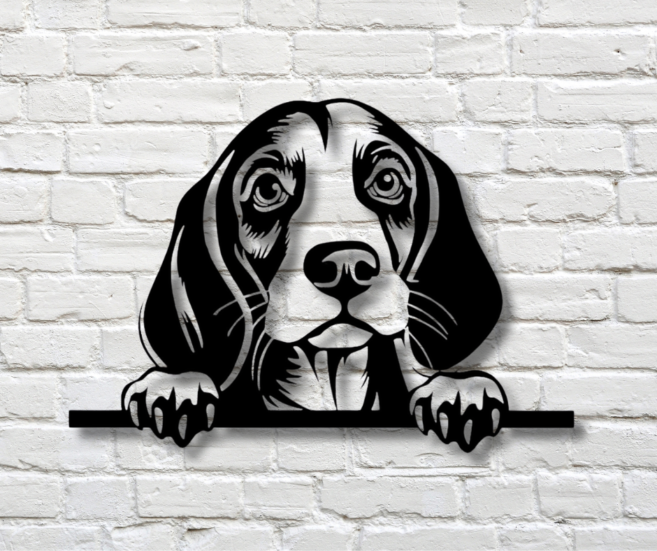 Beagle Peeking Dog Sign