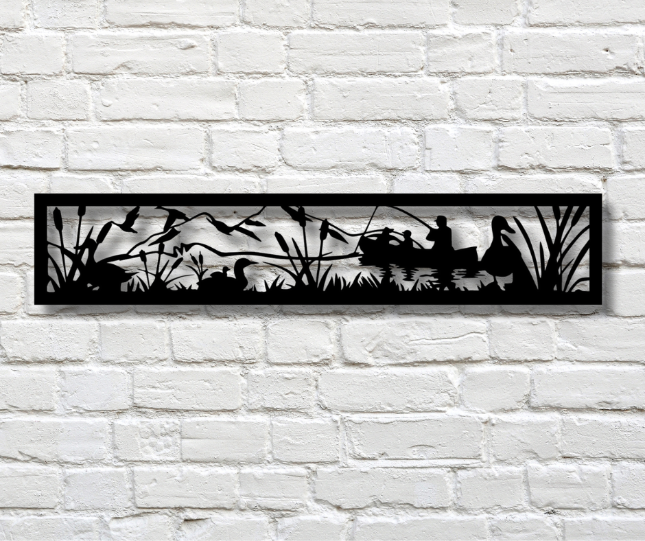 Fishing and Ducks Fence Topper Sign