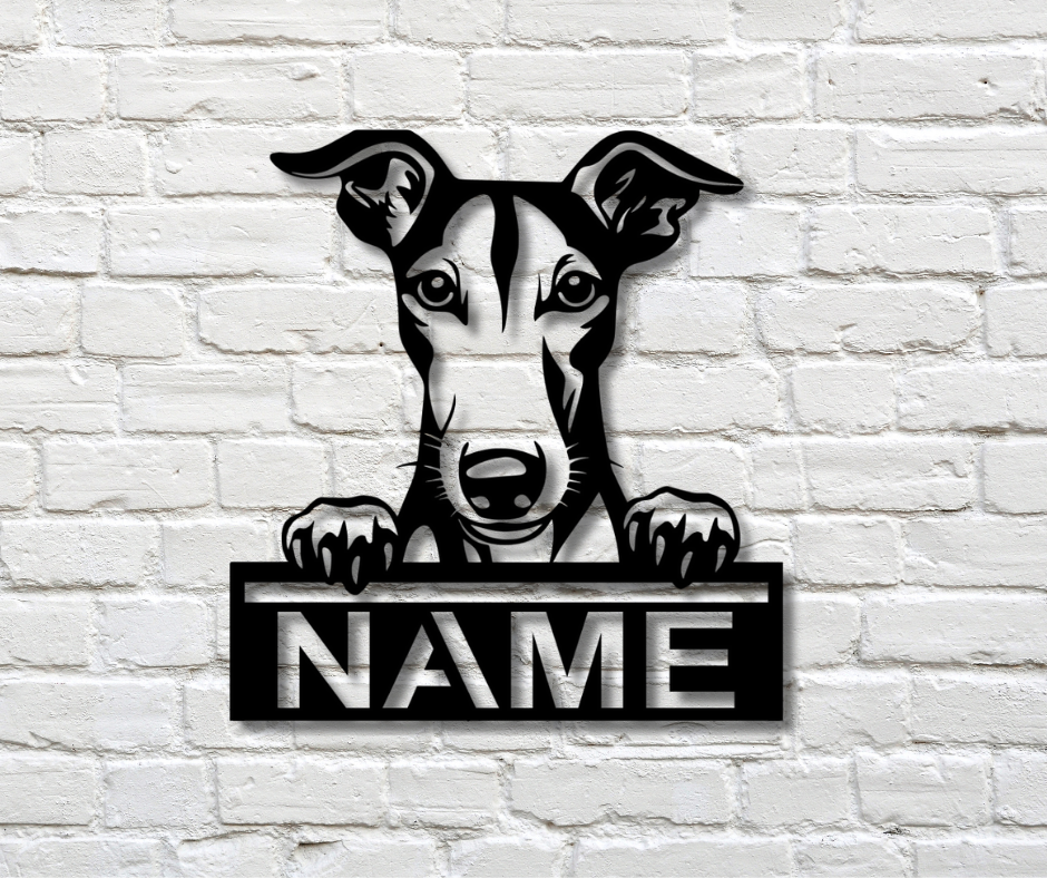 Greyhound Peeking Dog CUSTOM Sign