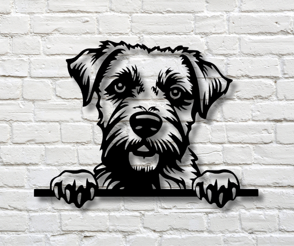 Border Terrier Peeking Dog Sign