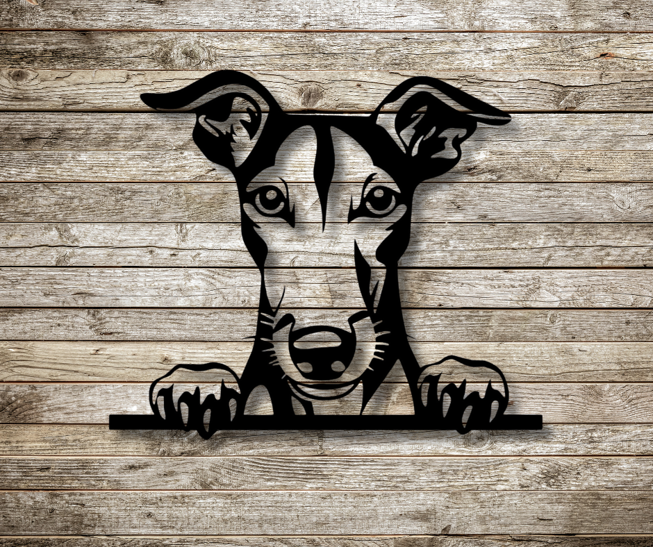 Greyhound Peeking Dog Sign