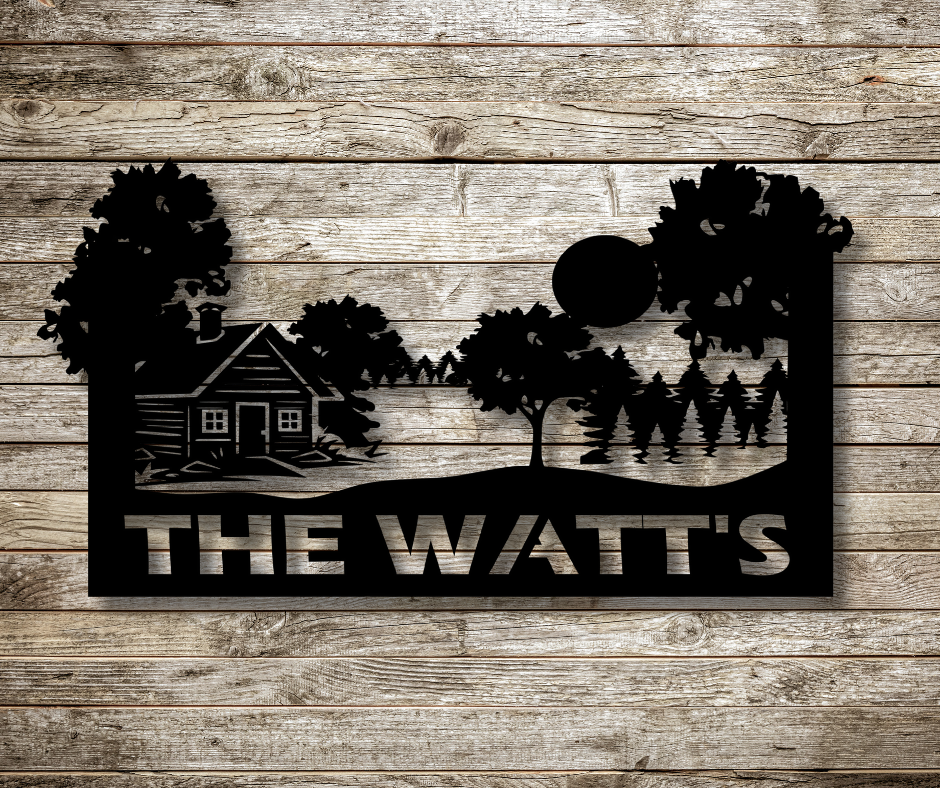 42" Cabin Lake View/Tree Frame Custom Sign