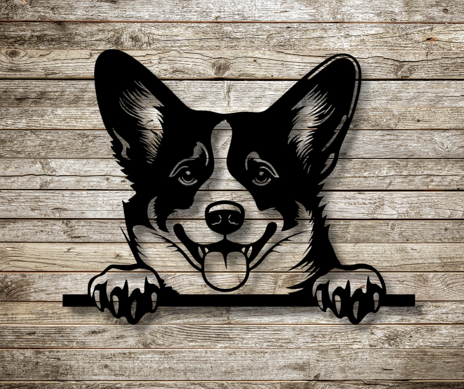 Corgi Peeking Dog Sign