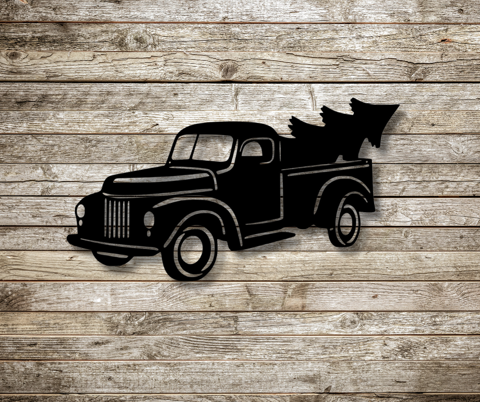 Truck with Christmas Tree Sign