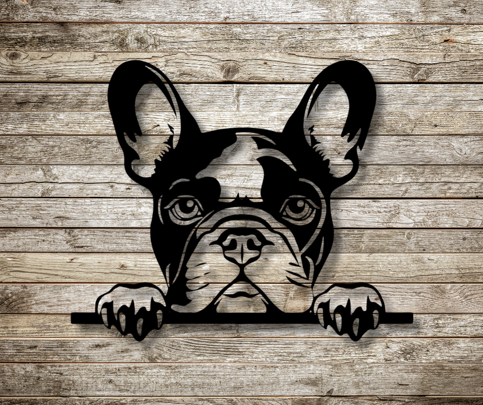 French Bulldog Peeking Dog Sign