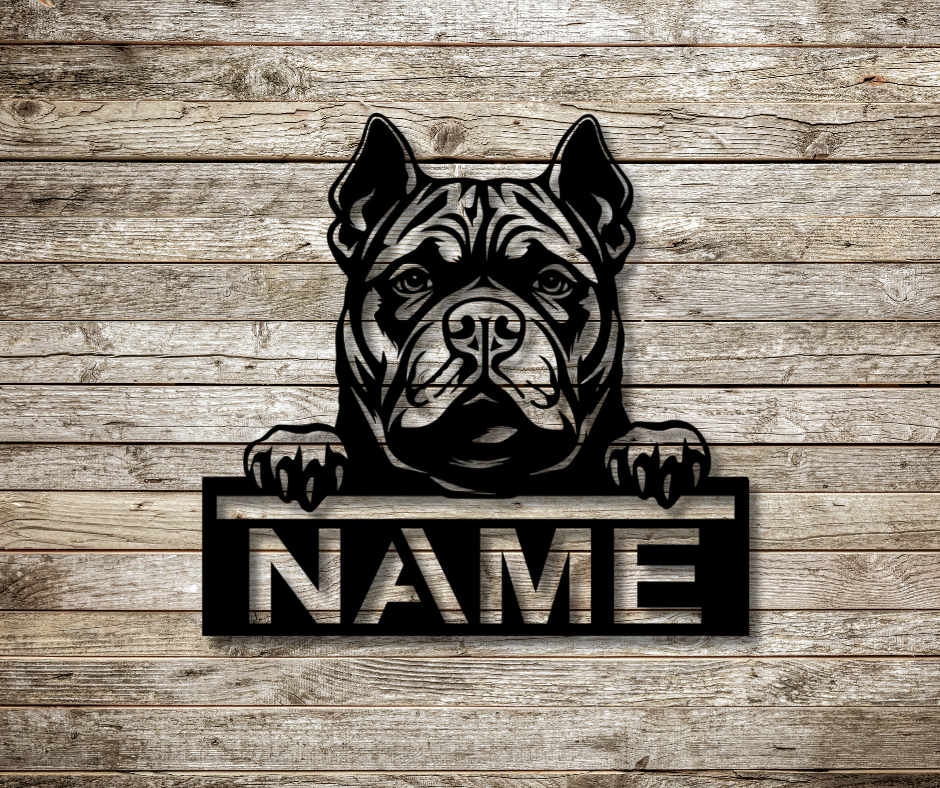 American Bully Peeking Dog CUSTOM Sign