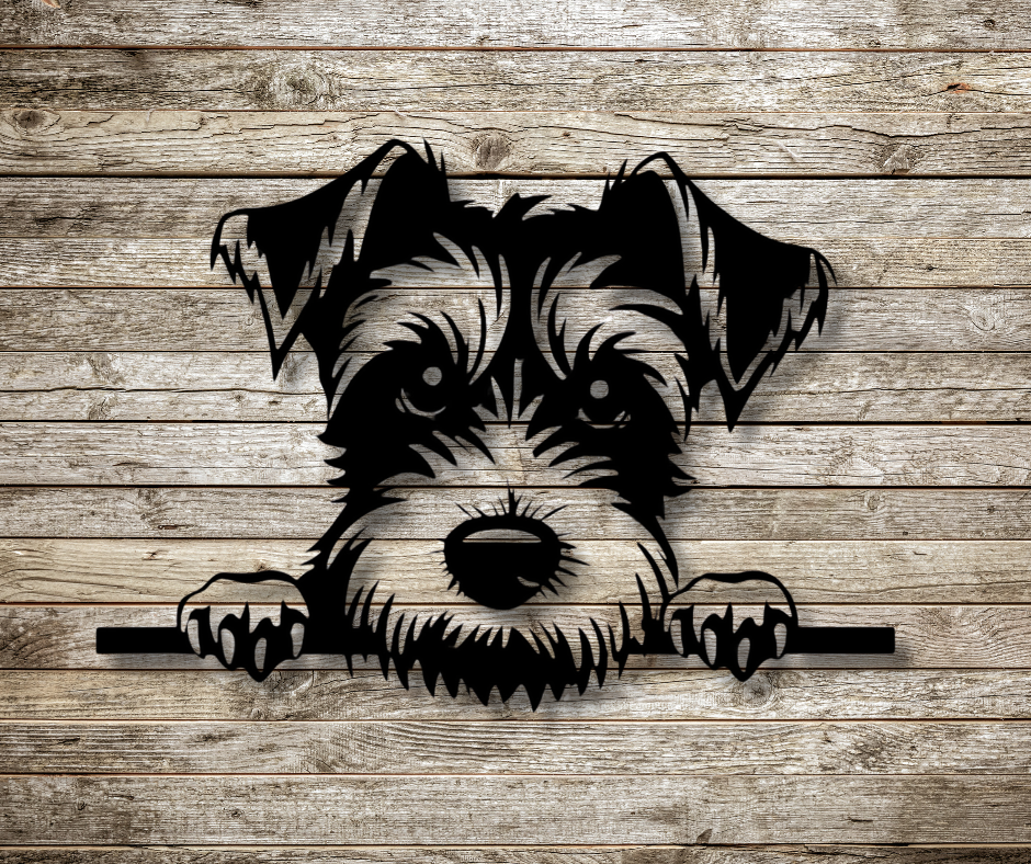 Airdale Terrier Peeking Dog Sign
