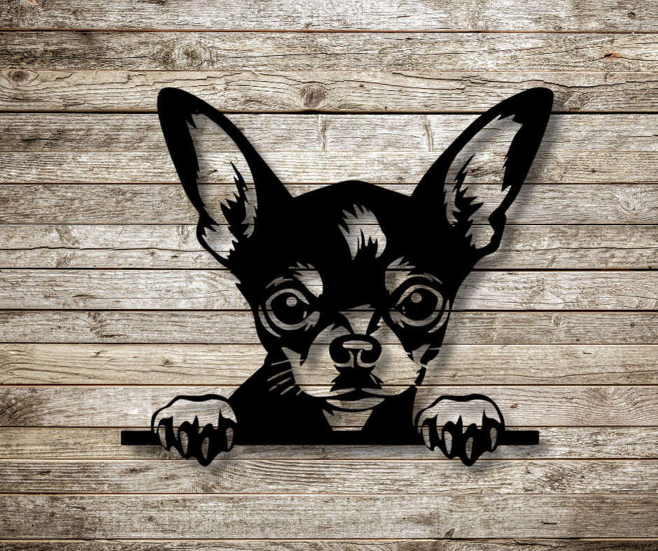 Chihuahua Peeking Dog Sign