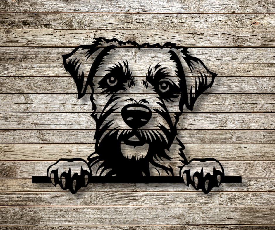 Border Terrier Peeking Dog Sign
