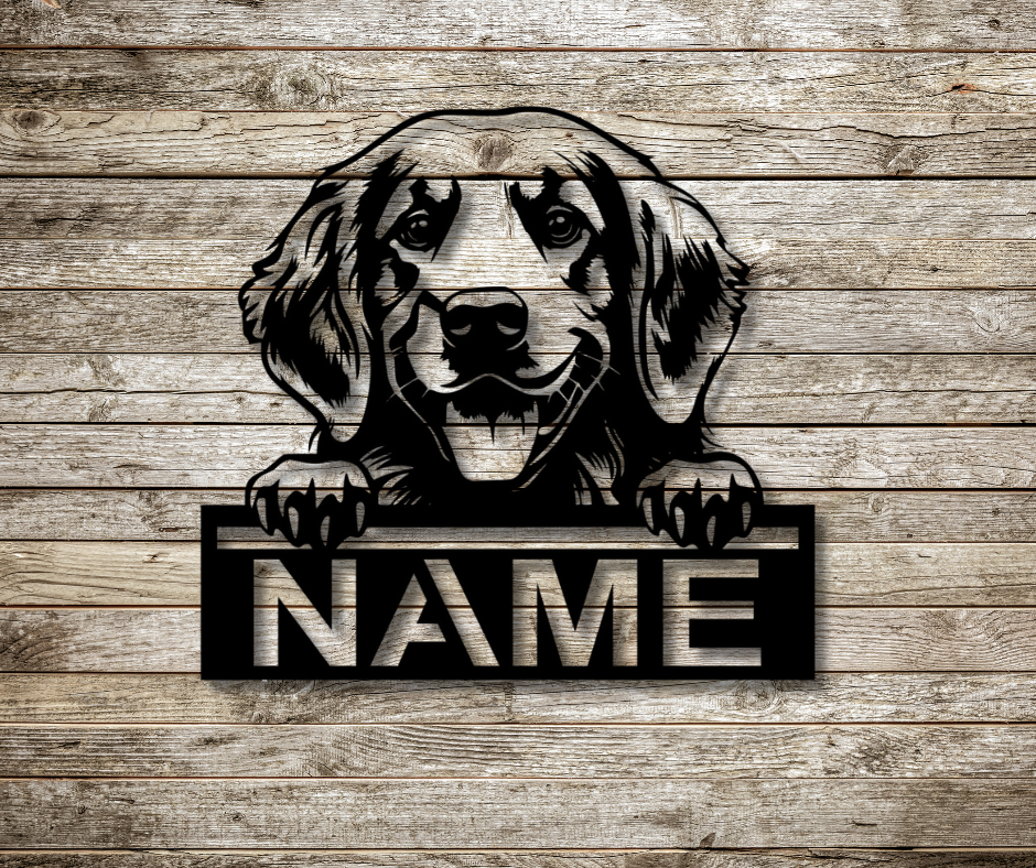 Golden Retriever Peeking Dog CUSTOM Sign