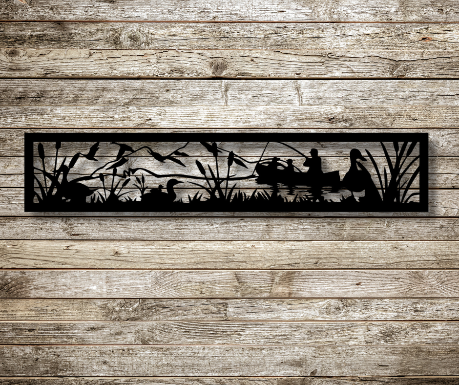 Fishing and Ducks Fence Topper Sign