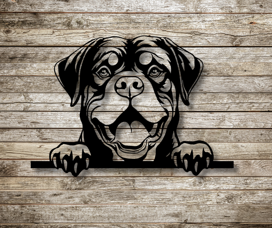 Rottweiler Peeking Dog Sign