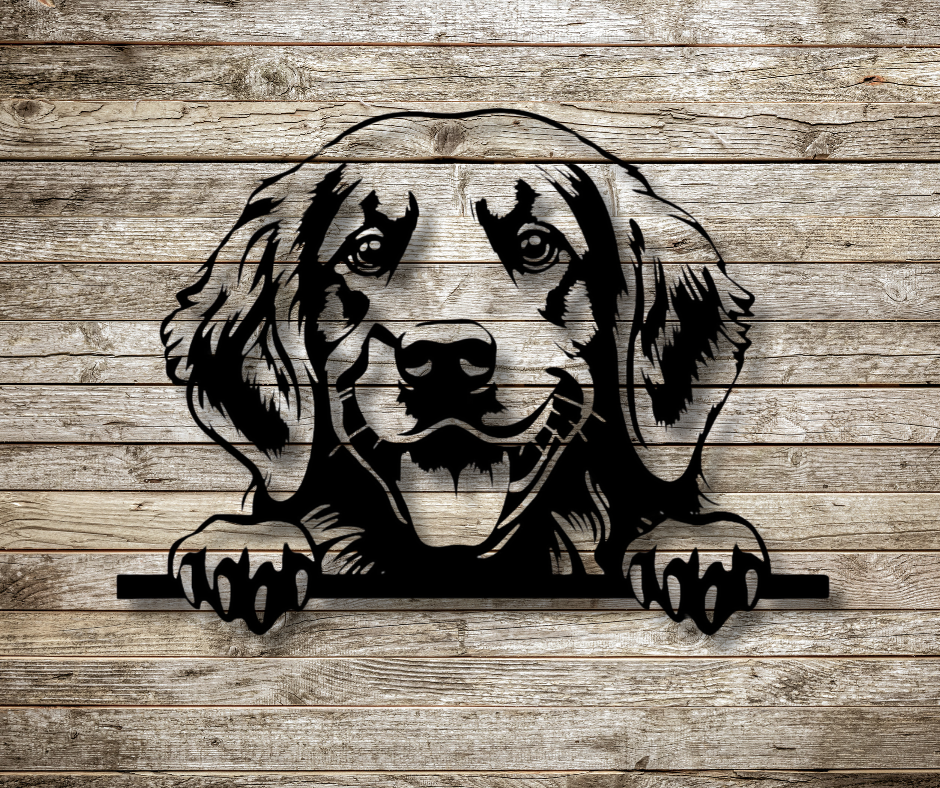 Golden Retriever Peeking Dog Sign