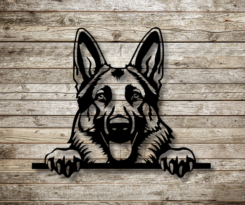German Shepherd Peeking Dog Sign