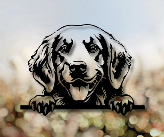 Golden Retriever Peeking Dog Sign