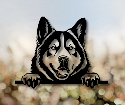 Akita-American Peeking Dog Sign
