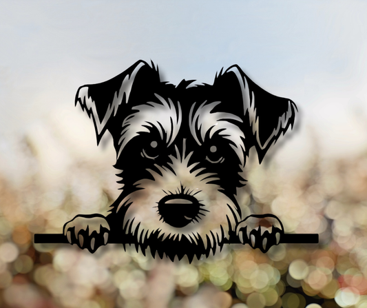 Airdale Terrier Peeking Dog Sign