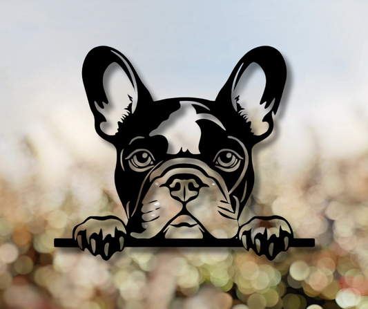 French Bulldog Peeking Dog Sign