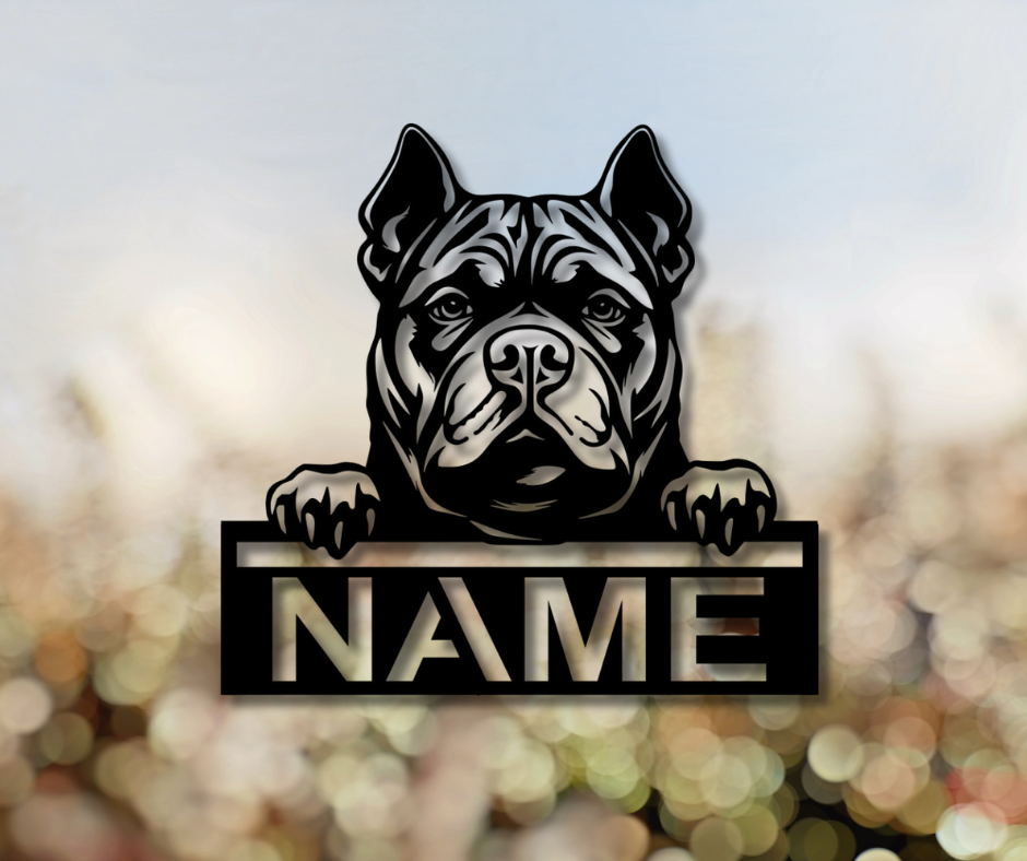 American Bully Peeking Dog CUSTOM Sign