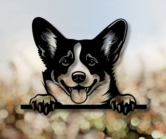 Corgi Peeking Dog Sign