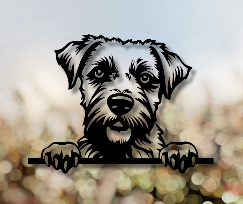 Border Terrier Peeking Dog Sign