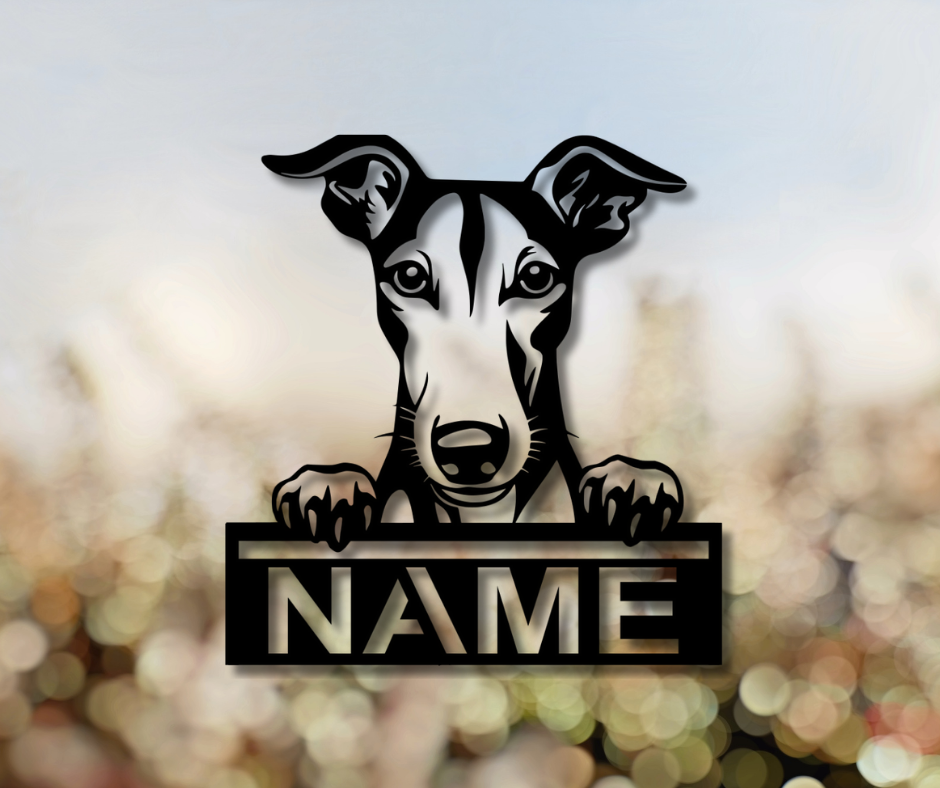 Greyhound Peeking Dog CUSTOM Sign