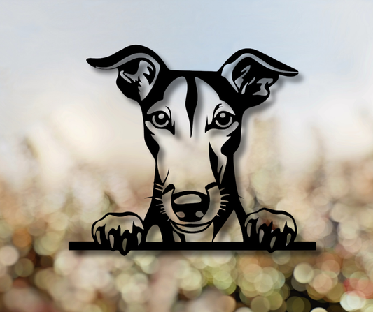 Greyhound Peeking Dog Sign