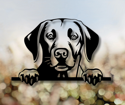 Labrador Retriever Peeking Dog Sign