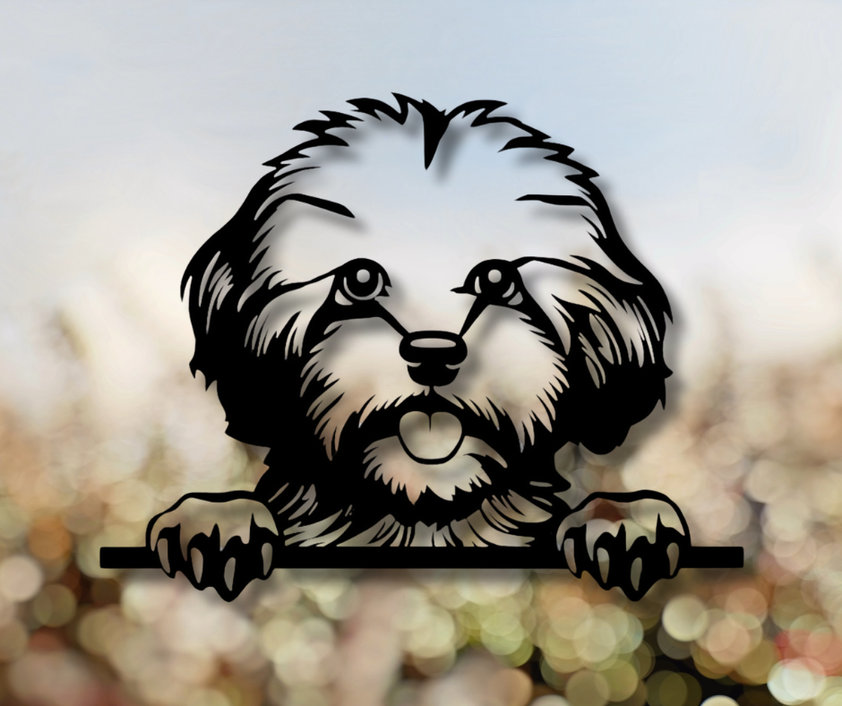Bichon Frise Peeking Dog Sign