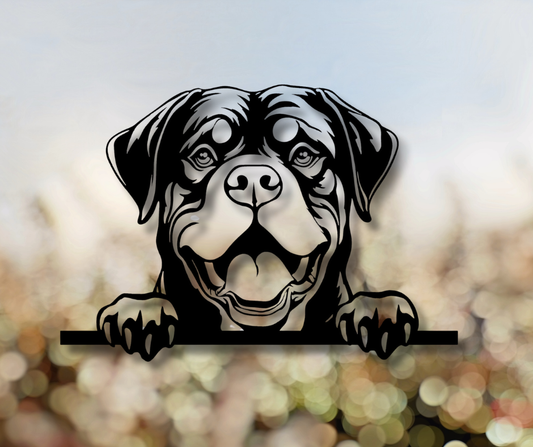 Rottweiler Peeking Dog Sign
