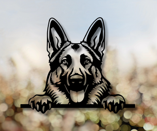 German Shepherd Peeking Dog Sign