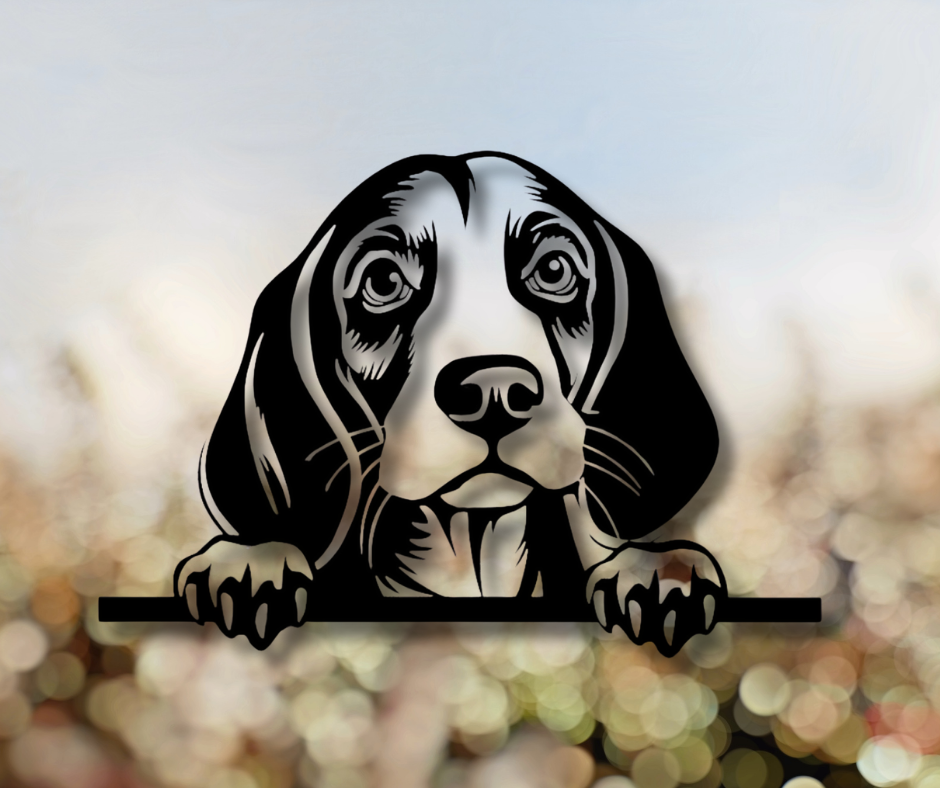 Beagle Peeking Dog Sign