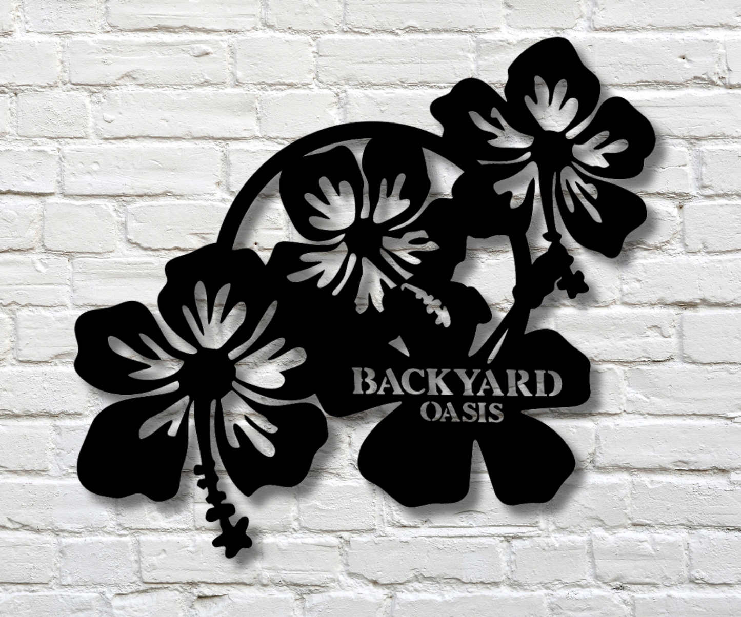 Hibiscus Backyard Oasis Custom Sign