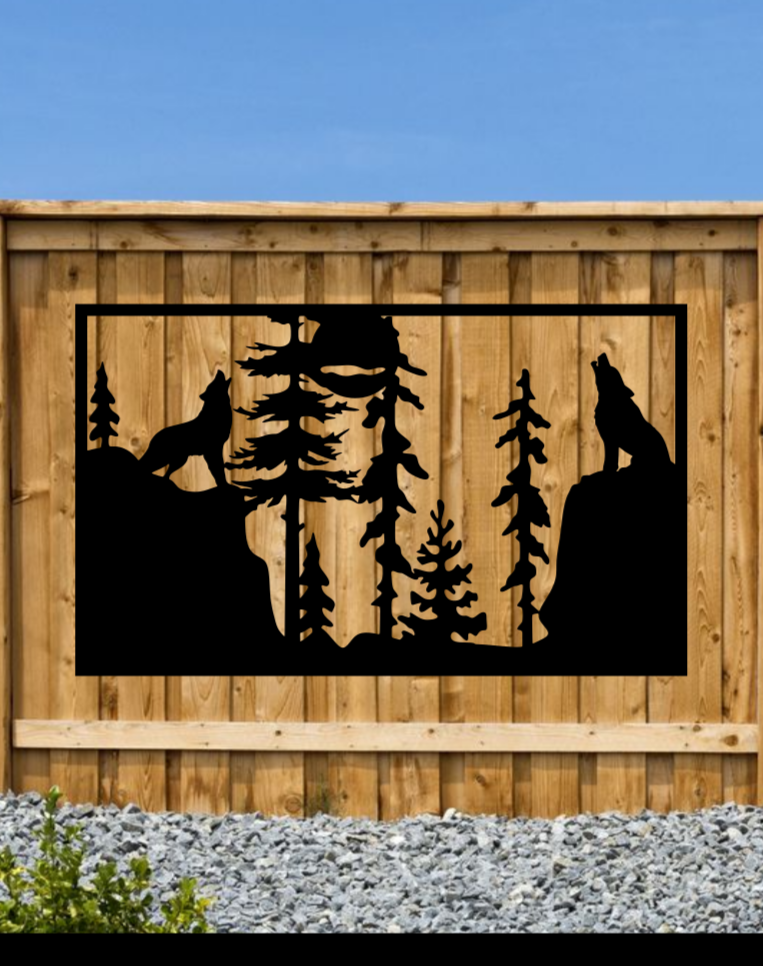 Wolfs Howling Fence Sign