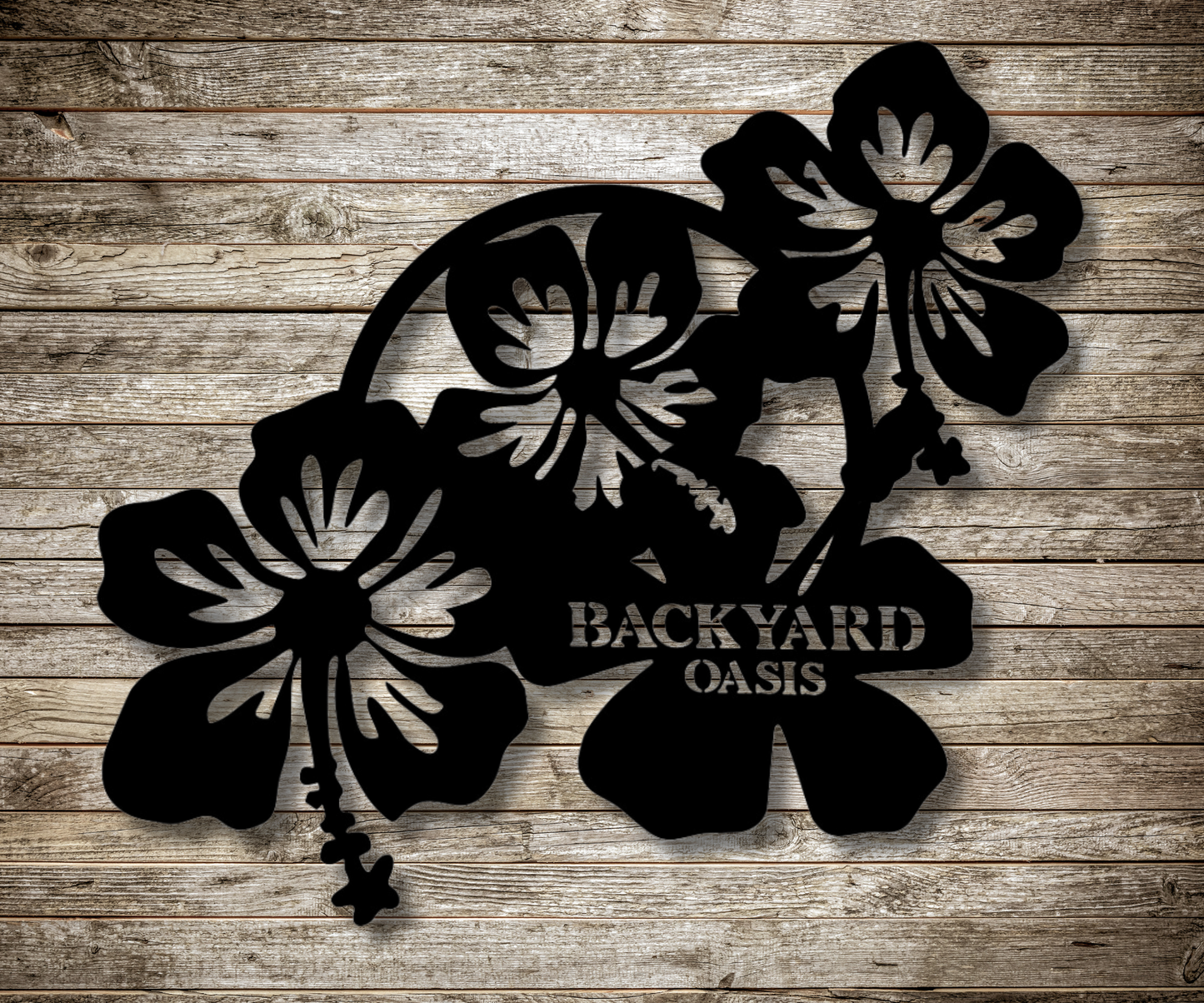 Hibiscus Backyard Oasis Custom Sign