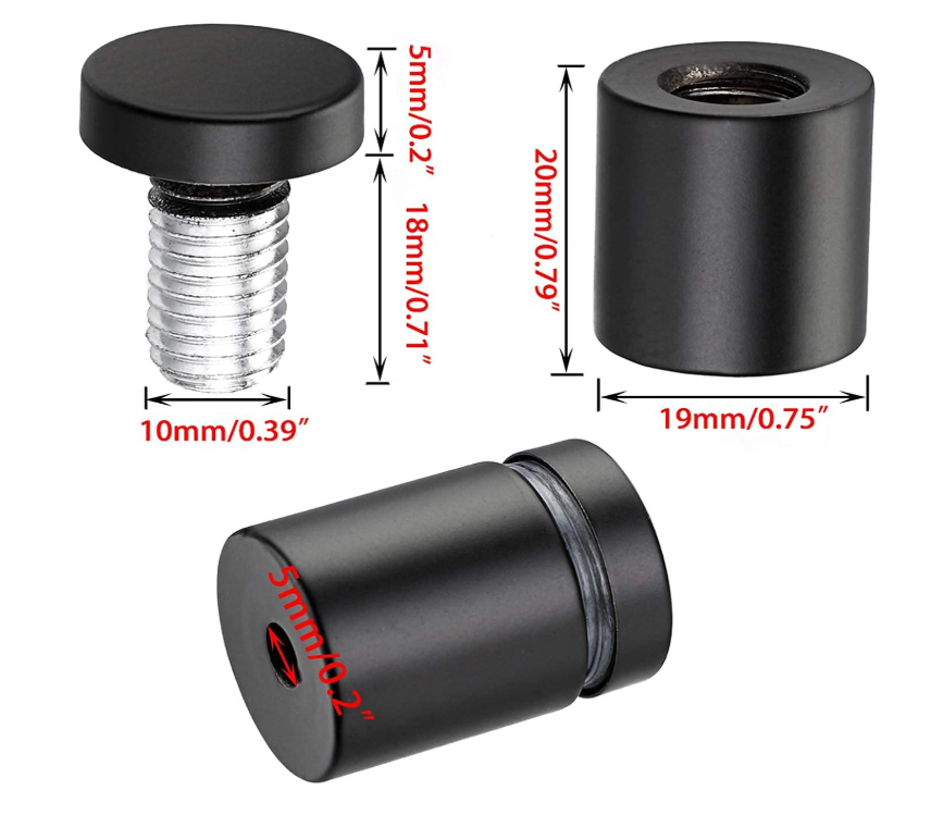 Stainless Steel Sign Standoff Screws Black 1 inch