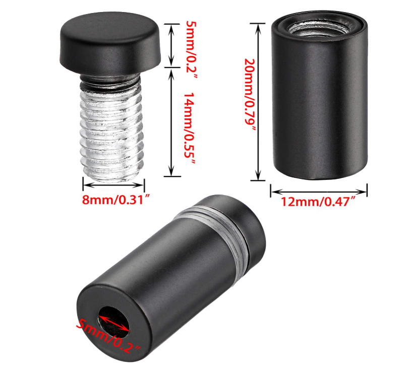 Stainless Steel Sign Standoff Screws Black 1 inch