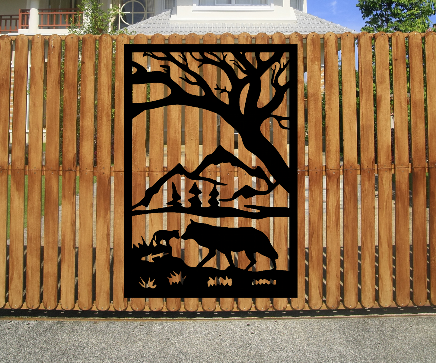 Wolf and Cub Fence Sign