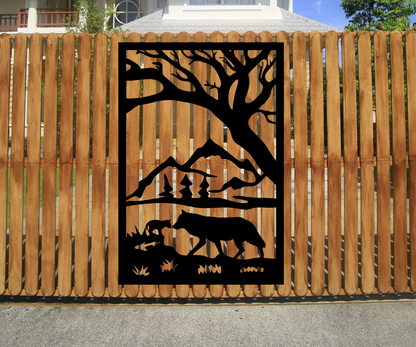 Wolf and Cub Fence Sign