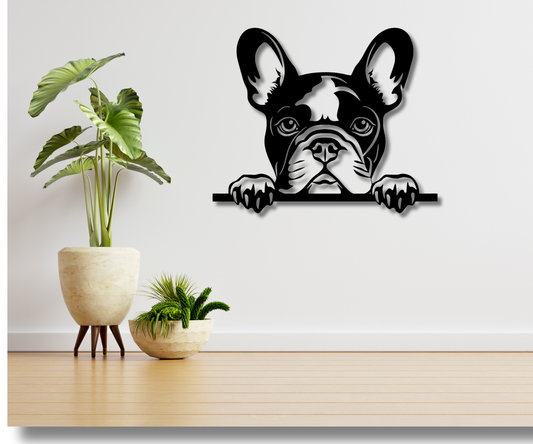 French Bulldog Peeking Dog Sign