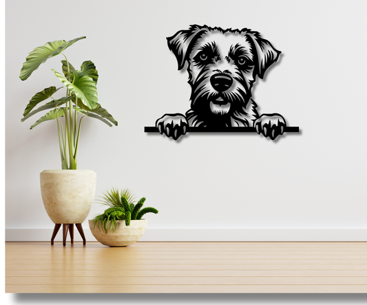 Border Terrier Peeking Dog Sign