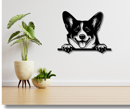 Corgi Peeking Dog Sign