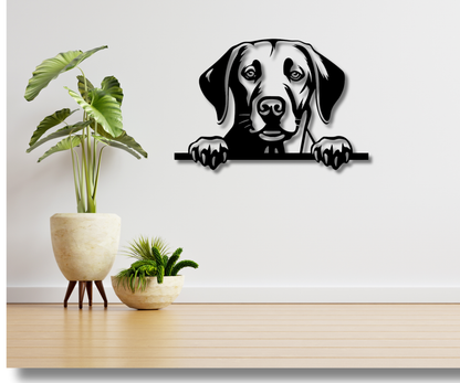 Labrador Retriever Peeking Dog Sign