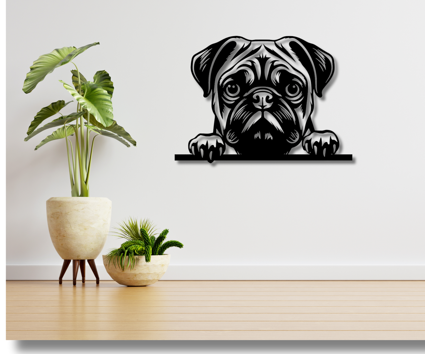 Pug Peeking Dog Sign