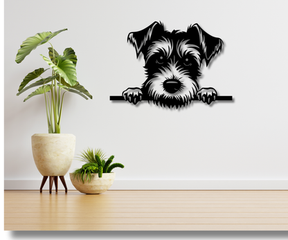 Airdale Terrier Peeking Dog Sign