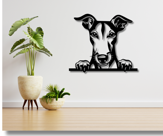 Greyhound Peeking Dog Sign