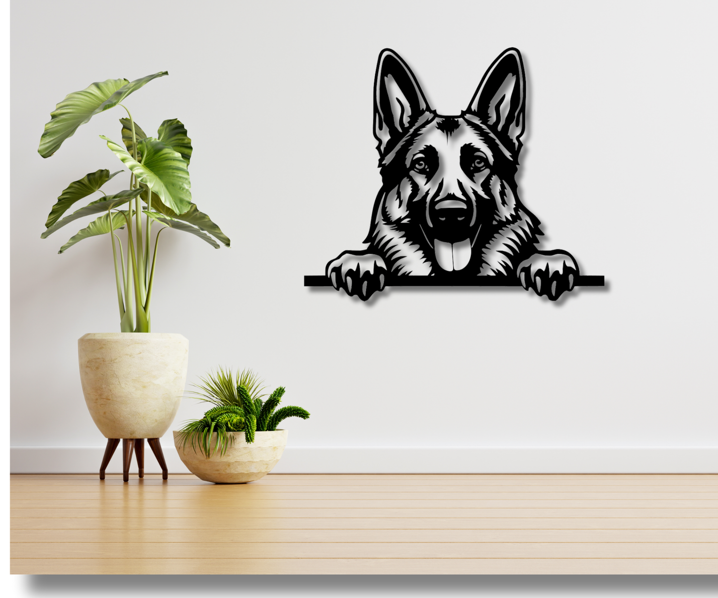 German Shepherd Peeking Dog Sign